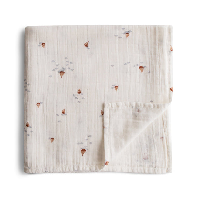 Mushie Organic Cotton Muslin Swaddle Blanket