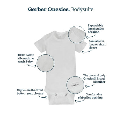 Gerber ONESIES Brand Short Sleeve Bodysuits 5 Pack