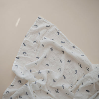 Mushie Organic Cotton Muslin Swaddle Blanket